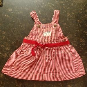 Vintage Oshkosh BGosh Overall Dress Red & White Stripes